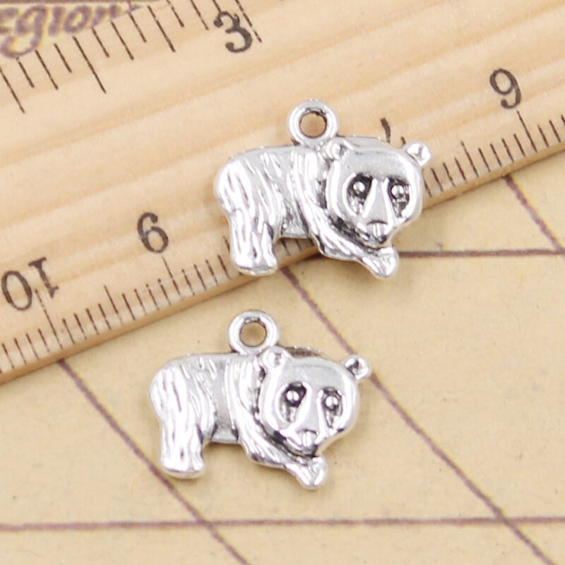 Clearance 10 Panda Charm Pendants, Animal Charms, Cute Charms for Jewelry Making Antique Silver and Enamel 10mm (C631)