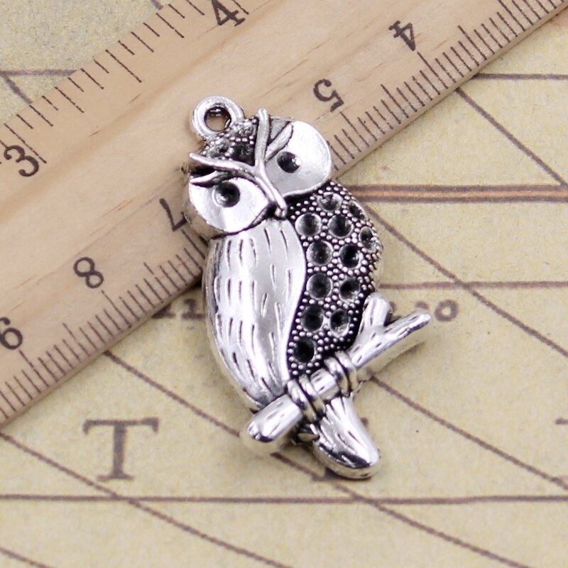 Bulk 20pcs owl Antique Silver Charms Pendants For Jewelry Making DIY 33*15mm