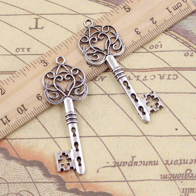 50pcs 22x10mm Vintage Small Key Charms Antique Bronze Silver Plated  Handmade Charms Pendant DIY Findings for bracelet necklace - AliExpress