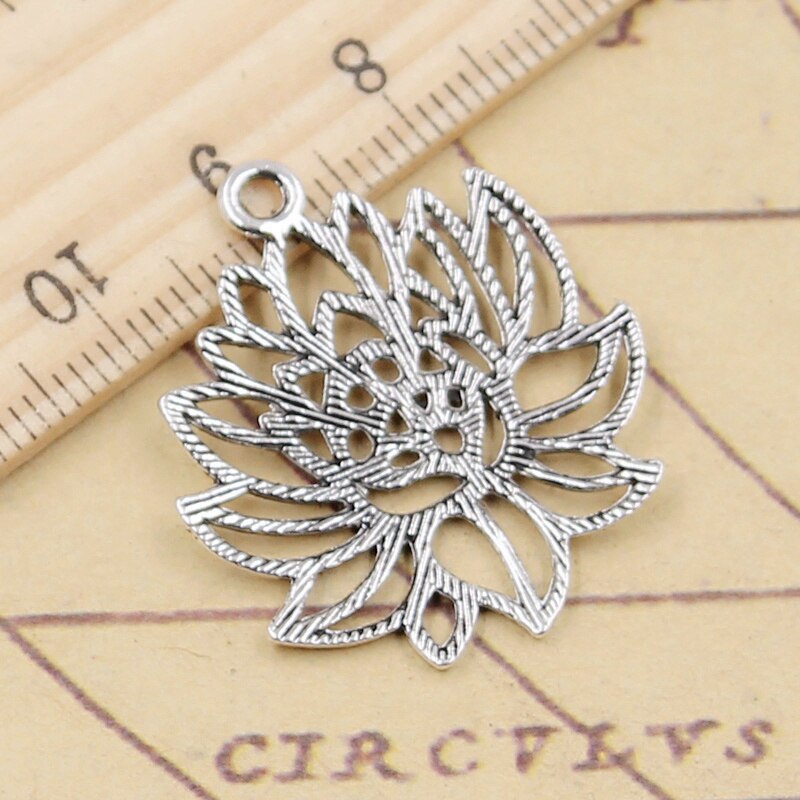 WOCRAFT 100g(80pcs) Craft Supplies Antique Silver Yoga OM Lotus Flower  Charms for Jewelry Making Crafting Findings Accessory for DIY Necklace  Bracelet (M294)