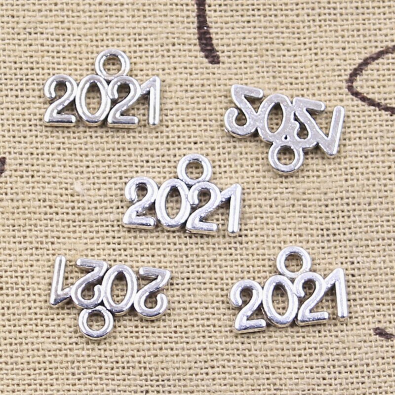 20/30/50pcs Antique Silver Year Charms, Year 2023, Year 2024, Year 2025, Year Letter Pendant for Gradation, Christmas Ornament, Jewelry Making DIY