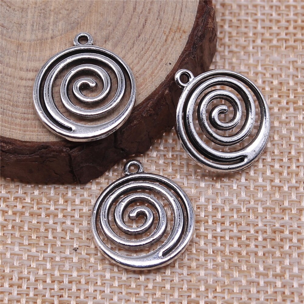 WYSIWYG 10pcs 17x17mm Antique Silver Color Whirlpool Charms