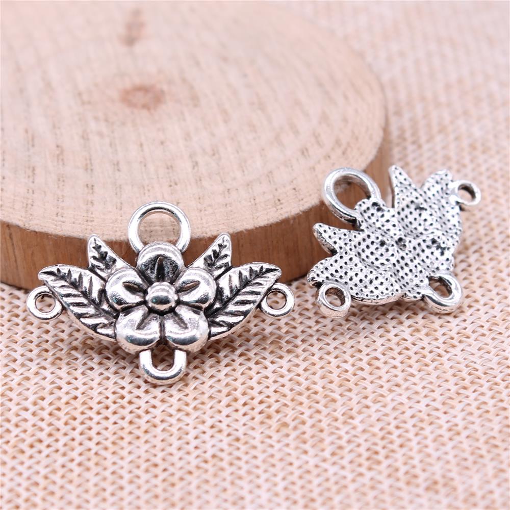 Lace Connector Charm / Silver Filigree Links (8pcs / 16mm x 8mm / Tibe, MiniatureSweet, Kawaii Resin Crafts, Decoden Cabochons Supplies