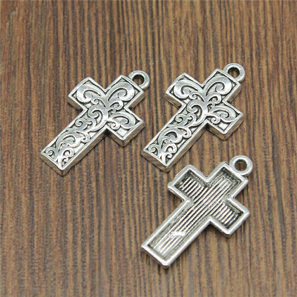 Vintage Lot of Silver Toned Cross Charms for Jewelry Making 