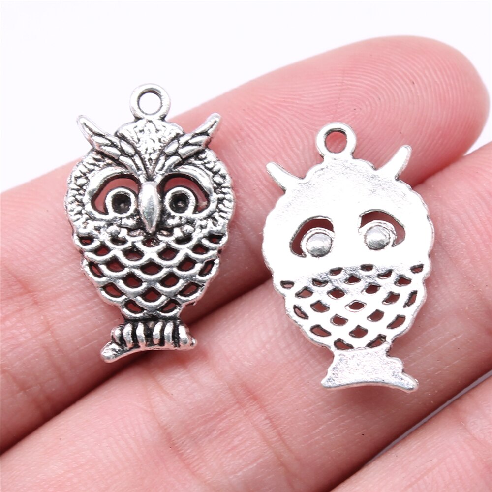 Bulk 20pcs owl Antique Silver Charms Pendants For Jewelry Making DIY 33*15mm