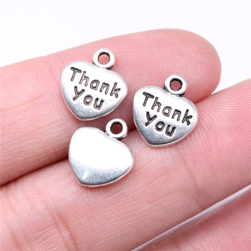 WYSIWYG 20pcs Charms 13x11mm Thank You Heart Charms For Jewelry