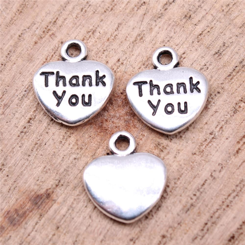 WYSIWYG 20pcs Charms 13x11mm Thank You Heart Charms For Jewelry
