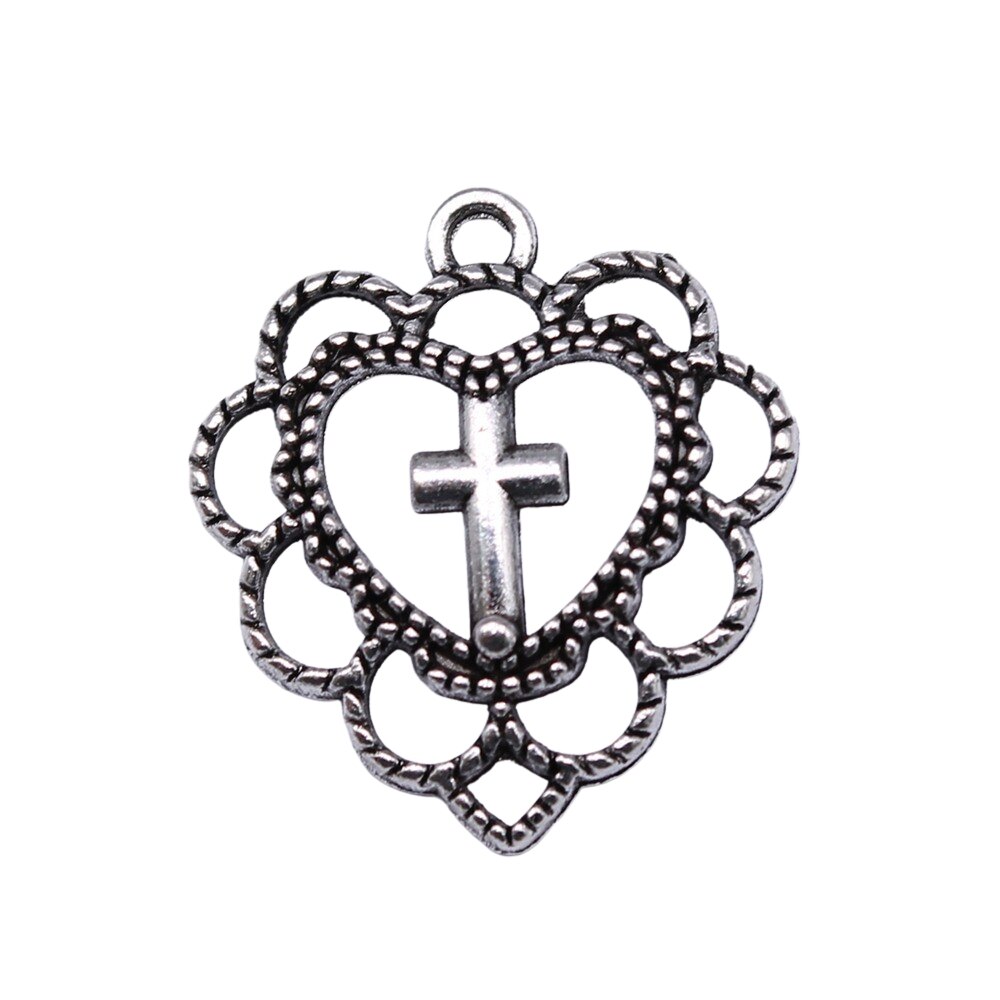 WYSIWYG 10pcs Charms 21x19mm Cross Heart Charms For Jewelry Making