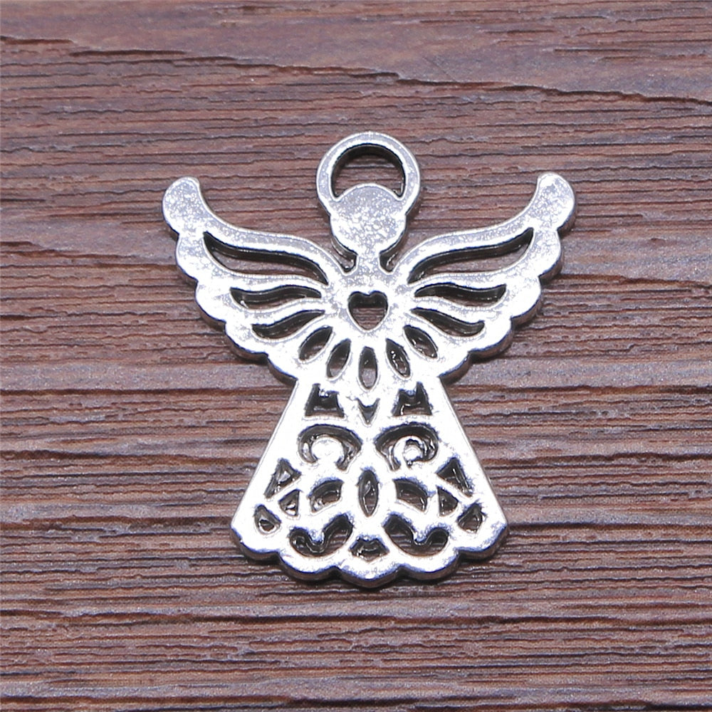 39pcs Antique Silver Angel Fairy Charms Pendants Alloy Angel Charm Craft Supplies for Jewelry DIY Bracelet Necklace Craft Making Finding,13 Styles