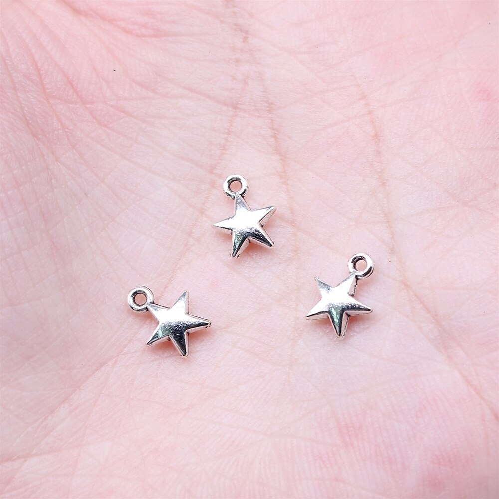 WYSIWYG 40pcs 8x7mm Tiny Star Charms For Jewelry Making Antique