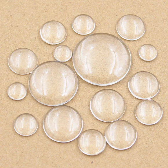 10/12/14/15/16/18/20/25/30/40mm Round Flat Back Clear Glass Cabochon,Wholesale Promotion,High Quality DIY Jewelry