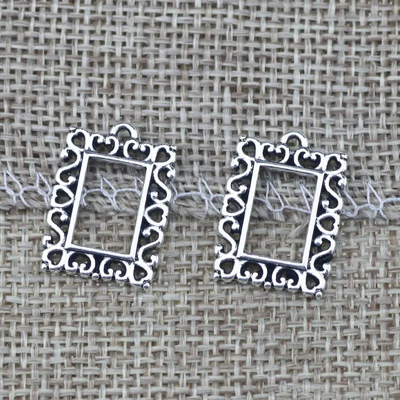 10 PCS/Lot 14.6mm*19.9mm Tibetan Silver Diy Handmade Pattern Photo Frame Charms For Jewelry Making
