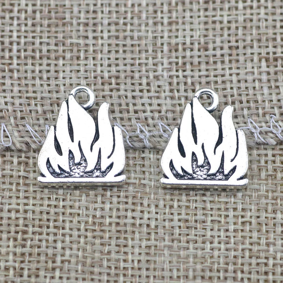 10 Piece 16*18mm Mixed Alloy Antique Silver Color Bonfire Charms Bracelet Keychain Pendant Accessory For DIY Jewelry Making