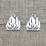 10 Piece 16*18mm Mixed Alloy Antique Silver Color Bonfire Charms Bracelet Keychain Pendant Accessory For DIY Jewelry Making