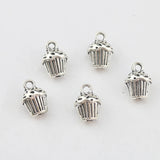 10 Pieces 10x13mm Antique Silver Plated Cupcake Cake Charms