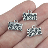 10 Pieces 12*16mm Antique Silver Plated Nurses Call THE Shots Charms Letters DIY Message Pendant Necklaces Jewelry Supplies