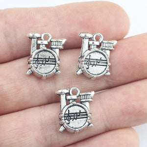10 Pieces 13*19mm Mixed Alloy Antique Silver Color Musical Charms Bracelet Pendant Accessory For DIY Jewelry Making h1221