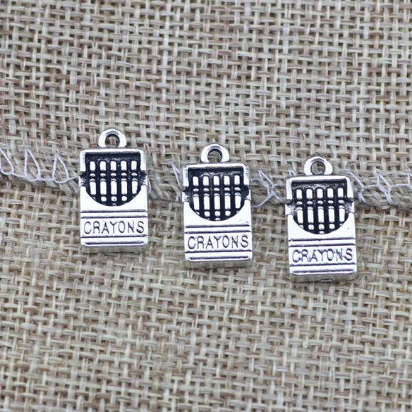 10 Pieces 16x9mm Antique Silver Color Crayons Phonecharms Keychain DIY for Jewelry Making EF4697