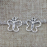 10 Pieces 19*20mm Alloy Hollow  Butterfly Charms Antique Silver Color  DIY Making Necklace Bracelet Jewelry Pendant Accessory