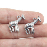 10 Pieces 23*15mm Antique Silver Plated Alloy Double-sided Giraffe Charms For Diy Jewelry Making