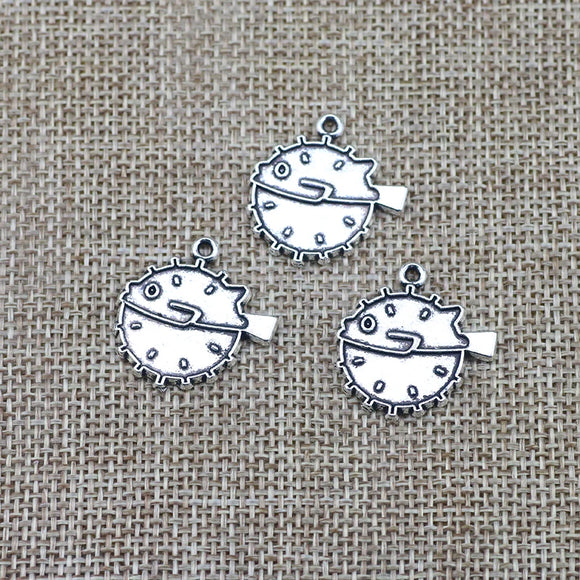 10 Pieces 23*24mm Antique Silver Color Puffer Charms Pendant Accessory For DIY Jewelry Making