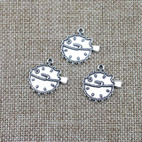10 Pieces 23*24mm Antique Silver Color Puffer Charms Pendant Accessory For DIY Jewelry Making