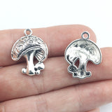 10 Pieces 25*20mm Mixed Alloy Antique Silver Color Mushroom Charms Vintage Pendant Accessory For DIY Jewelry Making