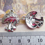 10 Pieces 25*20mm Mixed Alloy Antique Silver Color Mushroom Charms Vintage Pendant Accessory For DIY Jewelry Making