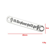 10 Pieces Antique Silver Plated Bend Rectangle Charms Connectors Oh the places you'll go Message Charms For DIY Bracelet Making