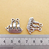10 Pieces/Lot 22*25mm Mixed Alloy Antique Silver Color Sailboat Charms Necklace Pendant Connector For DIY Jewelry Making