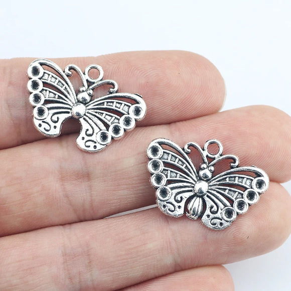 10 Pieces/Lot17.6mm*26mm Antique Silver Plated Alloy Charm Butterfly Charm