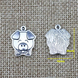10Pcs 15*20mm Antique Silver Plated  Lovely Pig Charm Small Animal Pendant  For DIY Jewelry Making  Findings