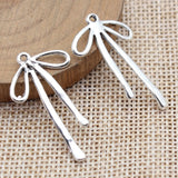 10Pcs/Lot Ancient Silver Bow Charms Pendant for Jewelry Making 32*19mm Silver Color Bow for DIY Necklace Bracelet Accessories