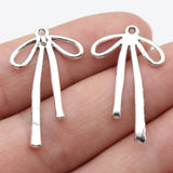 10Pcs/Lot Ancient Silver Bow Charms Pendant for Jewelry Making 32*19mm Silver Color Bow for DIY Necklace Bracelet Accessories