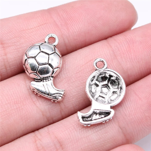 10Pcs/Lot Charms Football Soccer Shoes 21x15mm Tibetan Silver Color Pendants Antique Jewelry Making DIY Handmade Craft