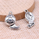 10Pcs/Lot Charms Football Soccer Shoes 21x15mm Tibetan Silver Color Pendants Antique Jewelry Making DIY Handmade Craft