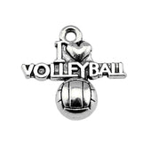 10Pcs/Lot Charms I Love Volleyball 21x20mm Tibetan Bronze Silver Color Pendants Antique Jewelry Making DIY Handmade Craft