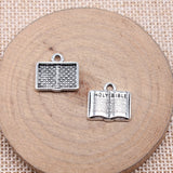 10Pcs/Lot Charms Open Holy Bible Book 15*15mm Tibetan  Silver Color Pendants Antique Jewelry Making DIY Handmade Craft Pendant