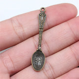 10Pcs/Lot Charms Pattern Spoon 49x10mm Antique Bronze Silver ColorPlated Pendants Making DIY Handmade Tibetan Jewelry