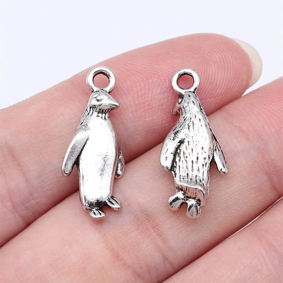 10Pcs/Lot Penguin Charm for Jewelry Making Cute Earring Animal Pendant Bracelet Necklace Accessories Diy Craft Supplies Metal