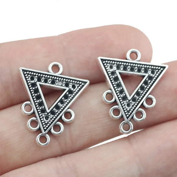 10Piece 20*25mm Antique Silver Plated Triangle Shape Pendant Fashion Geometric Charm DIY Earring Dangle Pendant DIY Jewelry