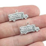 10Pieces 13*23mm Mixed Alloy Antique Silver Color School Bus Charms Keychain Pendant Accessory For DIY Jewelry Making