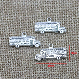 10Pieces 13*23mm Mixed Alloy Antique Silver Color School Bus Charms Keychain Pendant Accessory For DIY Jewelry Making