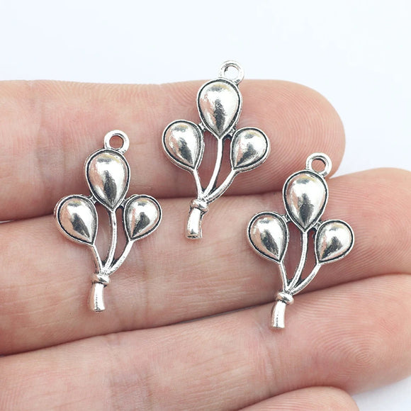 10Pieces 15*25mm Antique Silver Color Alloy Cute Balloon Charms Necklace Earring Pendant Accessory Charms For DIY Jewelry Making