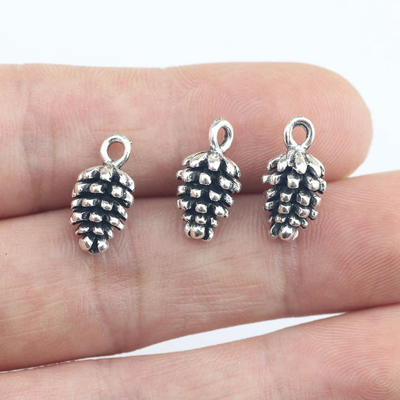 10Pieces 15*8mm Antique Silver Color Alloy Pine Cone Charms Necklace Earring Pendant Accessory Charms For DIY Jewelry Making