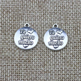 10Pieces 16*18mm Mixed Alloy Antique Silver Color Letter Round Charms Bracelet Pendant Accessory For DIY Jewelry Making