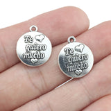 10Pieces 16*18mm Mixed Alloy Antique Silver Color Letter Round Charms Bracelet Pendant Accessory For DIY Jewelry Making