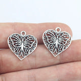 10Pieces 22*22mm Zinc Alloy Hollow Heart Butterfly Charms Necklace Earring Pendant Accessory Charms For DIY Jewelry Making 1668