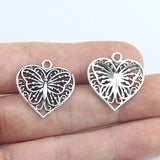 10Pieces 22*22mm Zinc Alloy Hollow Heart Butterfly Charms Necklace Earring Pendant Accessory Charms For DIY Jewelry Making 1668