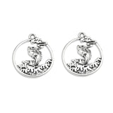10Pieces 22*25mm Round Hollow Wave Fish Charm Cute Earring Pendant Bracelet Necklace Accessories DIY Craft Finding